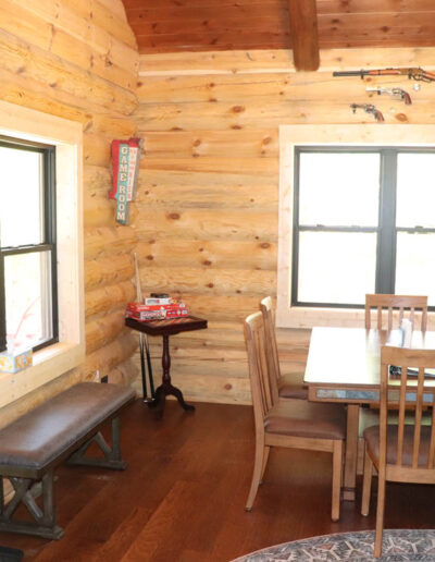 game room, great room, wood burning fireplace, cabin rental, log home, vacation rentals in crystal falls mi, iron county mi, iron river michigan